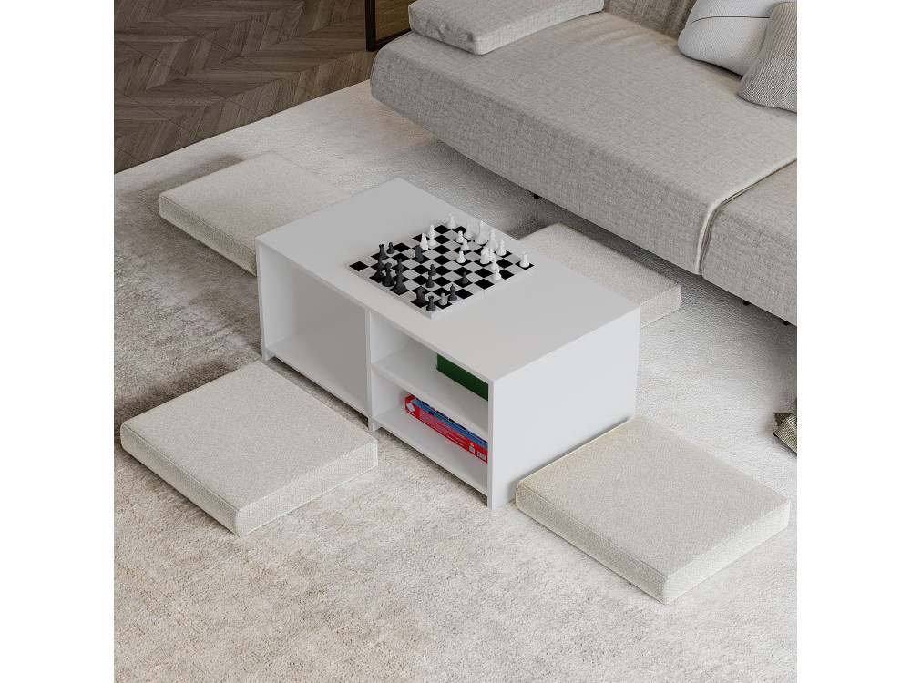 Table basse en bois "Gord" - 90 x 45 x 44 cm - Blanc