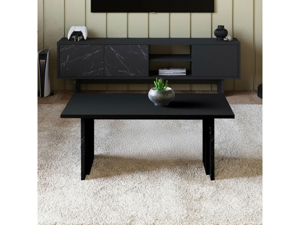 Table basse en bois "Ravello" - 90 x 50 x 40 cm - Noir