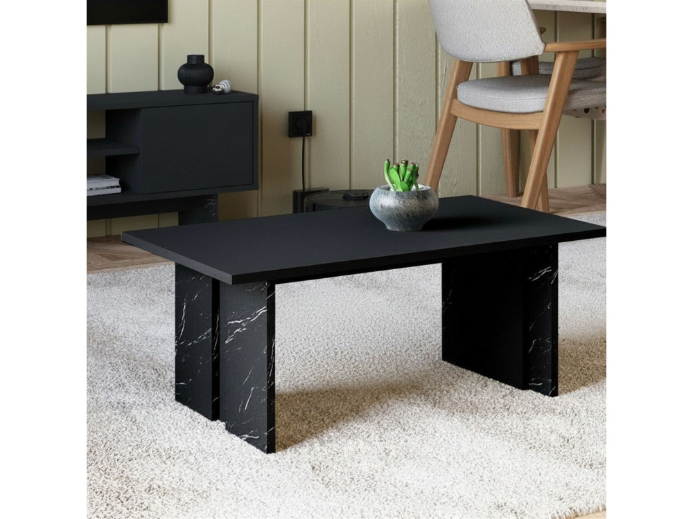 Table basse en bois "Ravello" - 90 x 50 x 40 cm - Noir