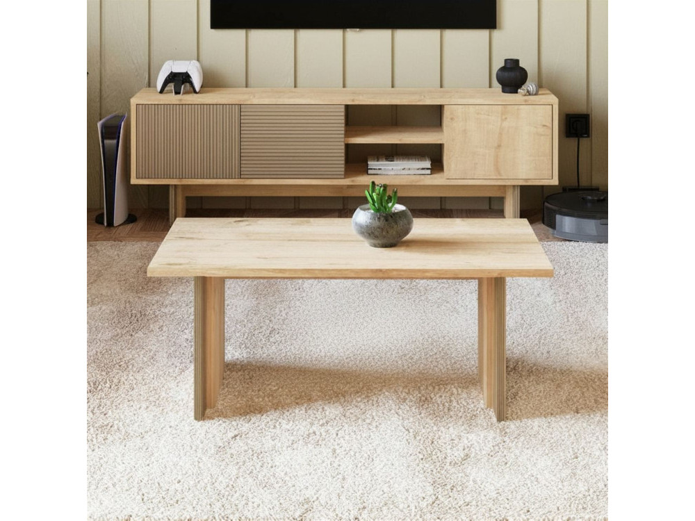 Table basse en bois "Ravello" - 90 x 50 x 40 cm - Beige