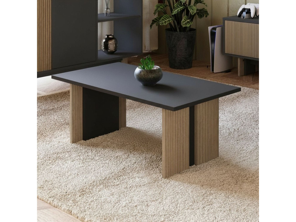 Table basse en bois "Ravello" - 90 x 50 x 40 cm - Gris anthracite