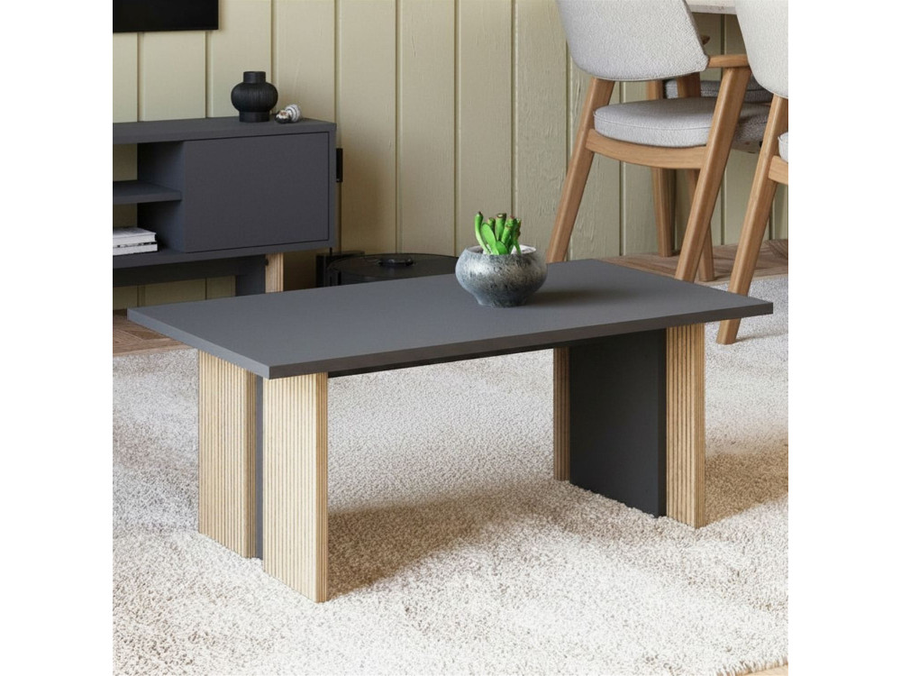 Table basse en bois "Ravello" - 90 x 50 x 40 cm - Gris anthracite