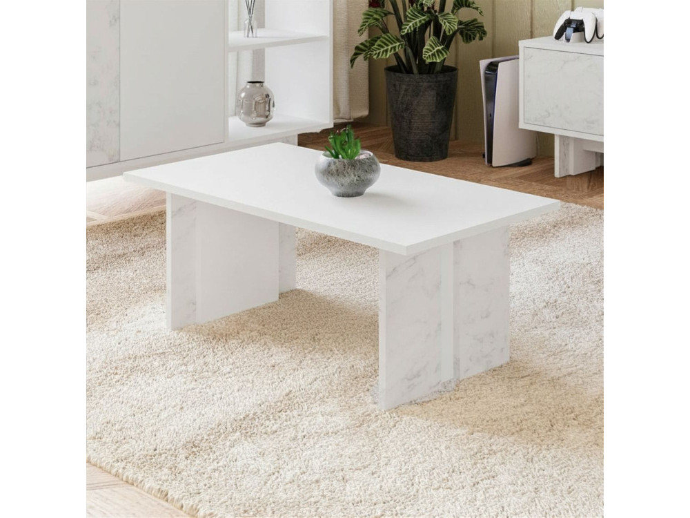 Table basse en bois "Ravello" - 90 x 50 x 40 cm - Blanc