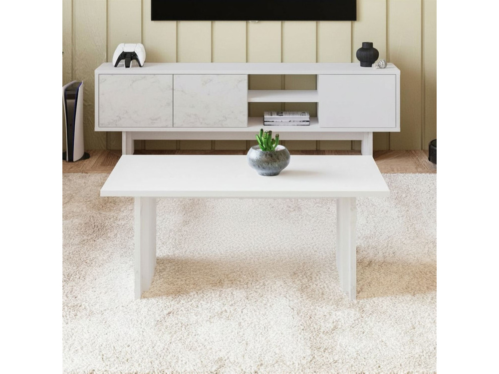 Table basse en bois "Ravello" - 90 x 50 x 40 cm - Blanc