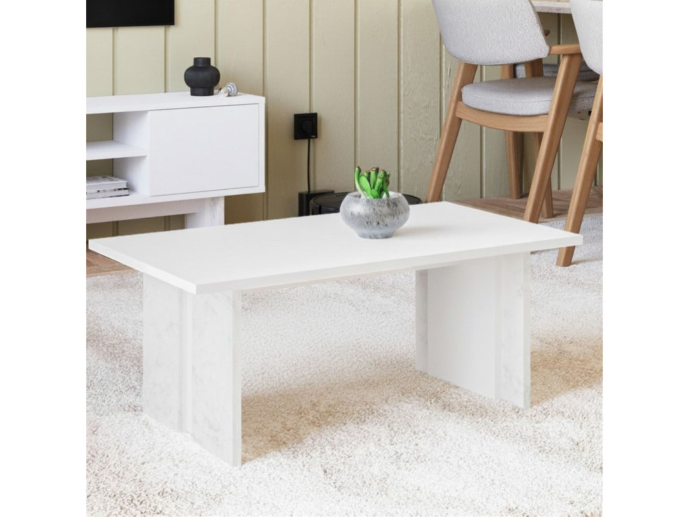 Table basse en bois "Ravello" - 90 x 50 x 40 cm - Blanc
