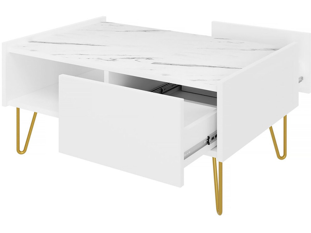 Table basse "Narine L" - 97 X 45 X 65 cm - Blanc