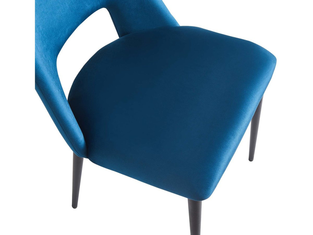 Lot de 2 Chaises en velours "Fedora" - Bleu foncé
