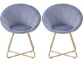 Lot de 2 chaises de la salle a manger en velours "Rosalie" - Gris - Gris