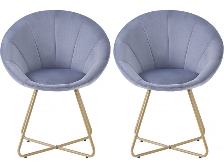 Lot de 2 chaises de la salle a manger en velours "Rosalie" - Gris