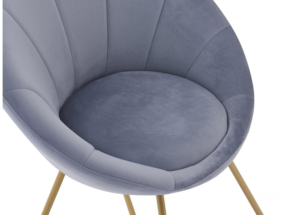 Lot de 2 chaises de la salle a manger en velours "Rosalie" - Gris