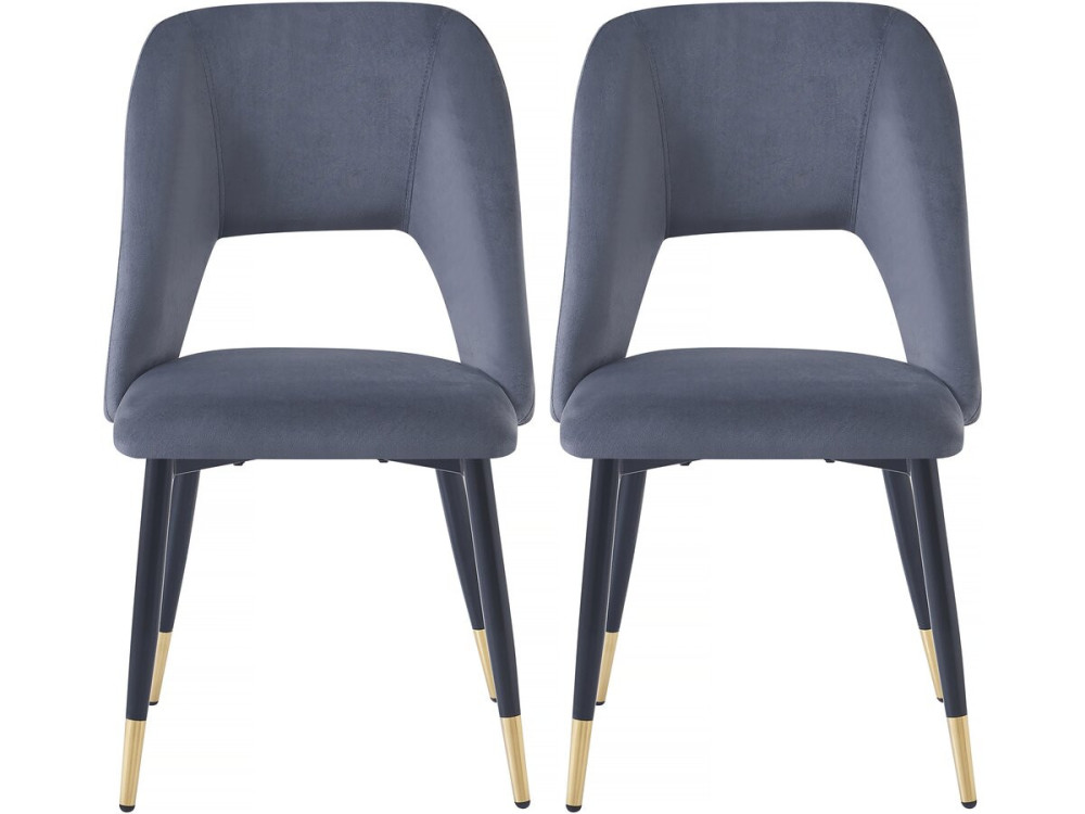 Lot de 2 chaises en velours "Coralie" - Gris