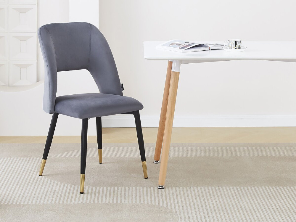 Lot de 2 chaises en velours "Coralie" - Gris