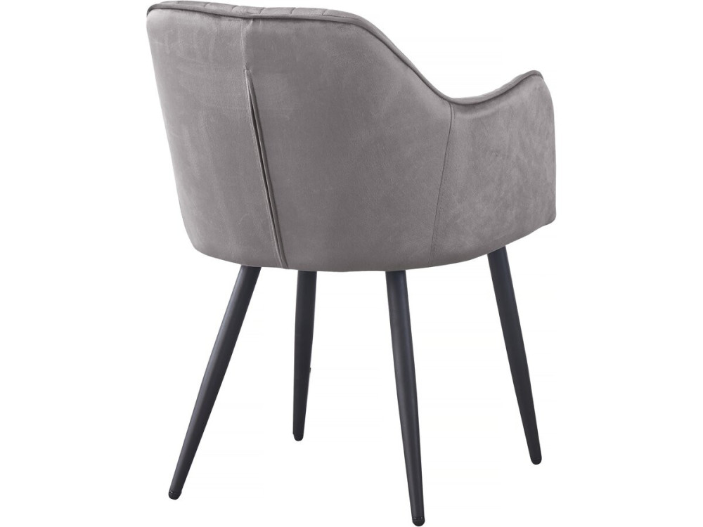 Lot de 2 chaises "Velma" en velours avec accoudoirs - Gris