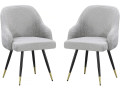 Lot de 2 chaises en tissu "Harmony" - 54 x 57 x 90 cm - Beige - Gris clair