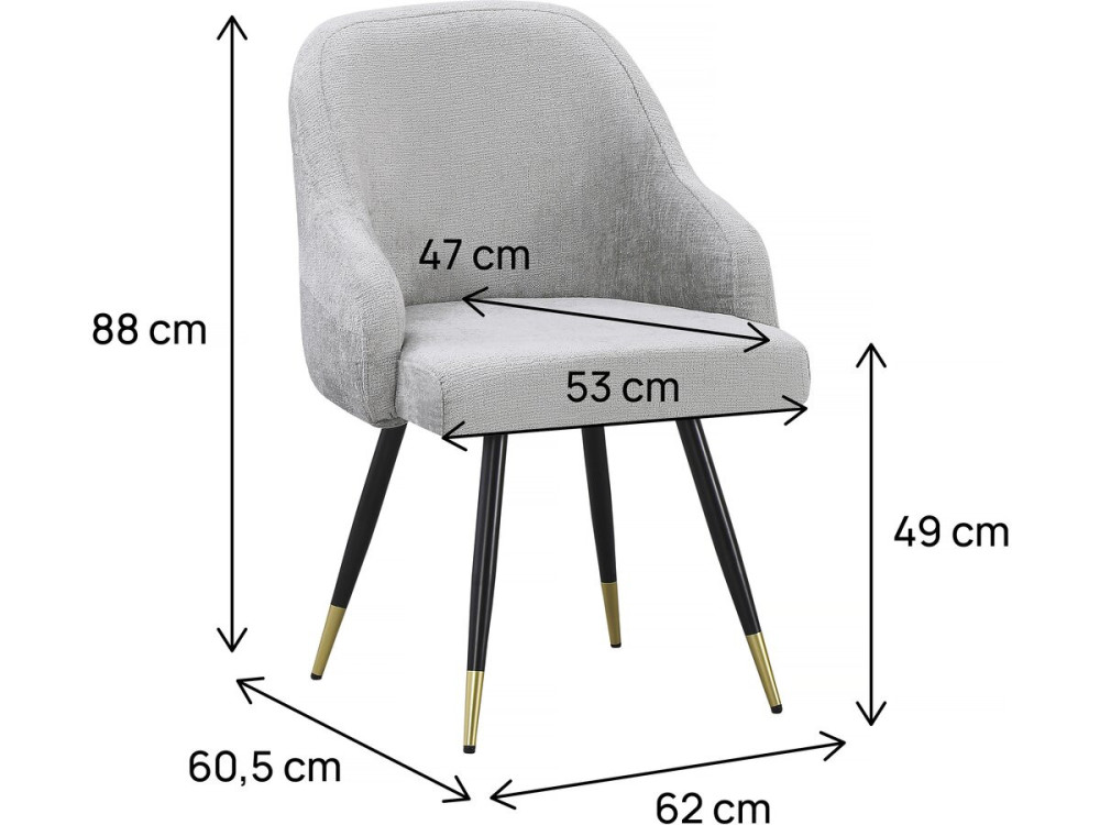 Lot de 2 chaises en tissu "Harmony" - 54 x 57 x 90 cm - Beige