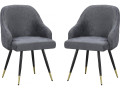 Lot de 2 chaises en tissu "Harmony" - 54 x 57 x 90 cm - Beige - Gris