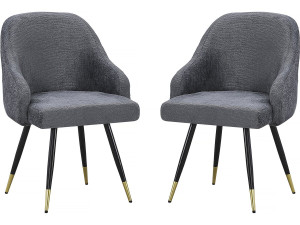 Lot de 2 chaises en tissu "Harmony" - 54 x 57 x 90 cm - Gris