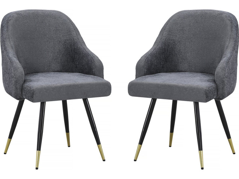 Lot de 2 chaises en tissu "Harmony" - 54 x 57 x 90 cm - Gris