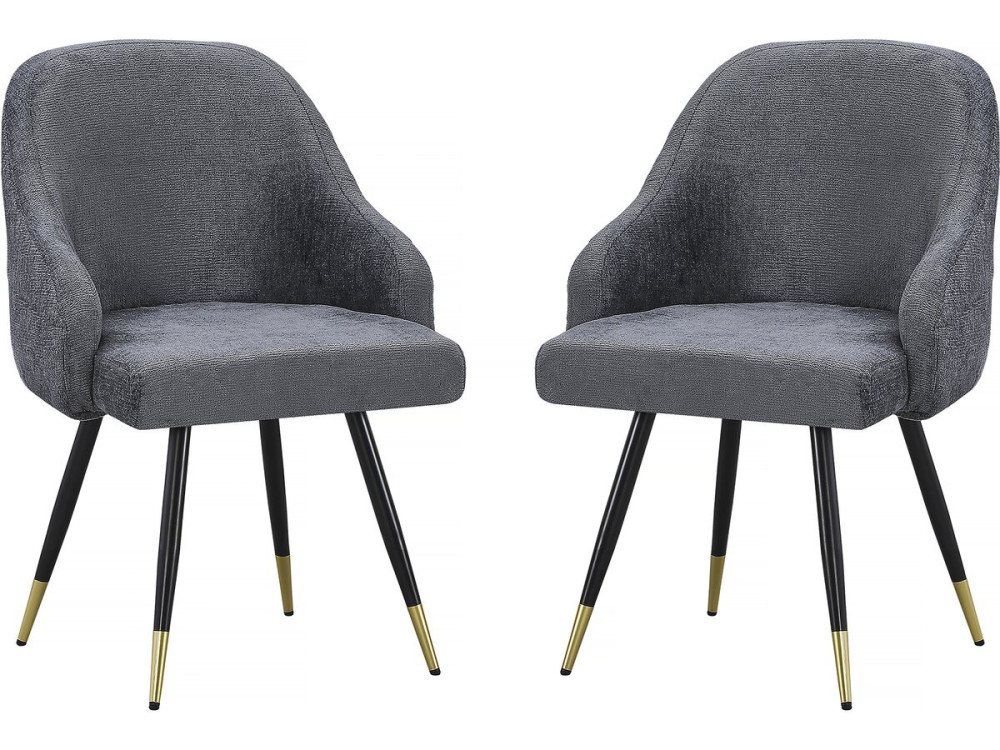 Lot de 2 chaises en tissu "Harmony" - 54 x 57 x 90 cm - Gris