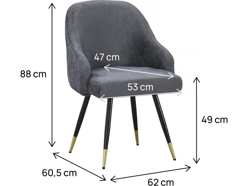 Lot de 2 chaises en tissu "Harmony" - 54 x 57 x 90 cm - Gris