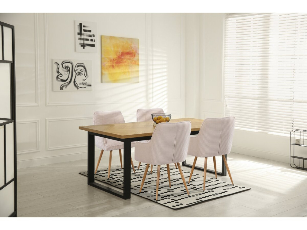 Lot de 2 chaises en velours côtelé  "Mayra" - 60 x 56 x 88 cm - Beige