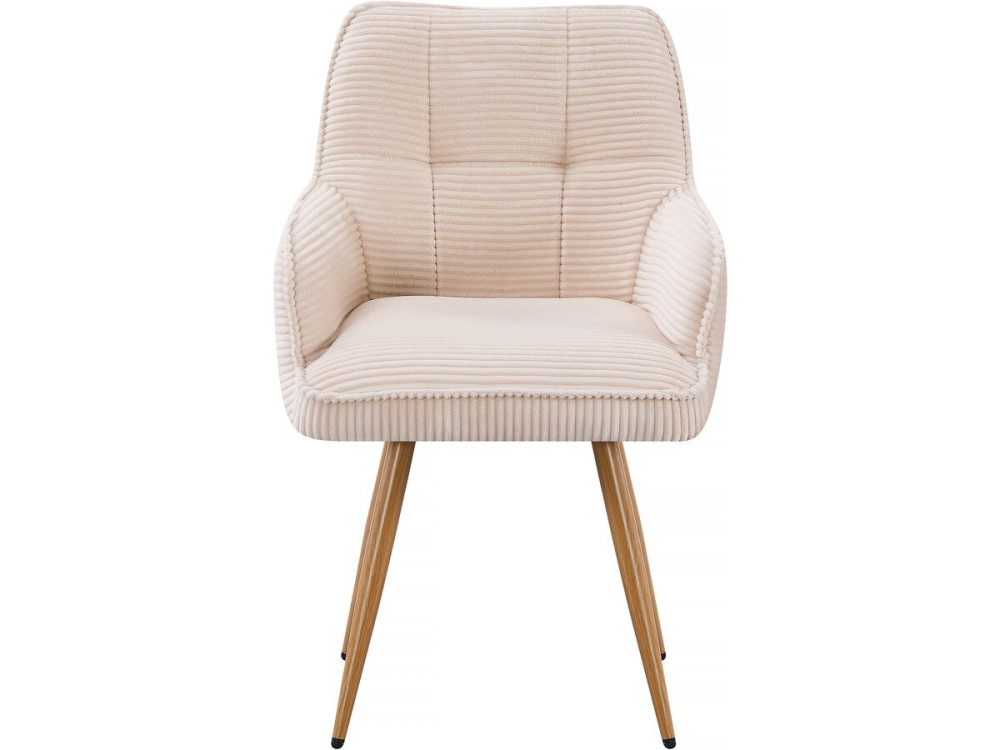 Lot de 2 chaises en velours côtelé  "Mayra" - 60 x 56 x 88 cm - Beige