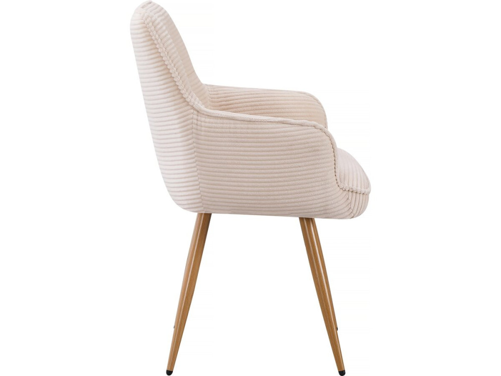 Lot de 2 chaises en velours côtelé  "Mayra" - 60 x 56 x 88 cm - Beige