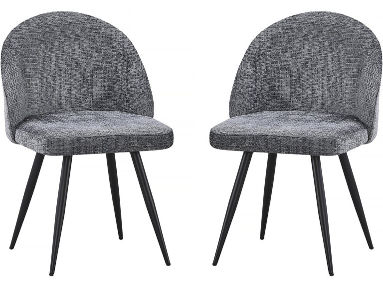 Lot de 2 chaises en tissu "Samuel" - 53 x 51 x 82 cm - Gris