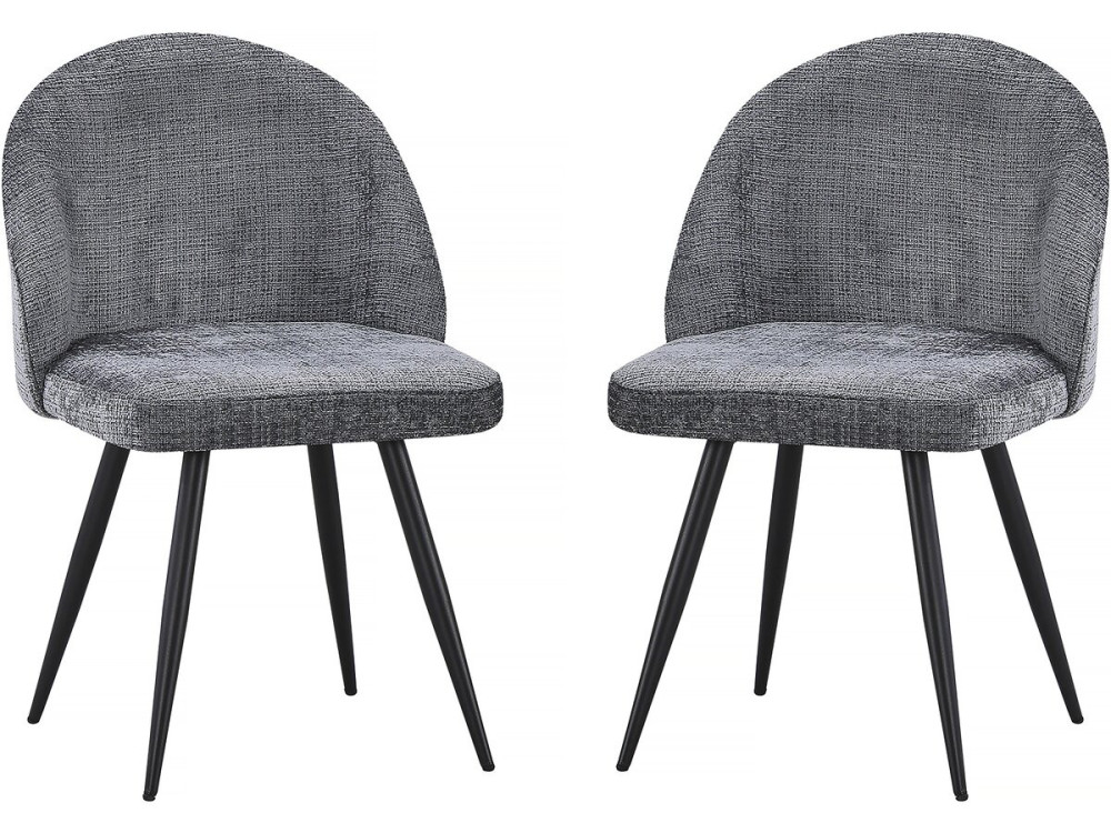 Lot de 2 chaises en tissu "Samuel" - 53 x 51 x 82 cm - Gris