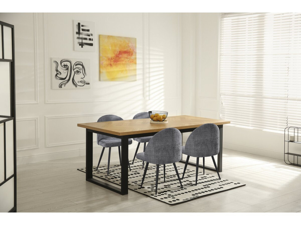 Lot de 2 chaises en tissu "Samuel" - 53 x 51 x 82 cm - Gris