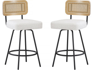 Lot de 2 chaises hautes en tissu "Wilfried" - 51 x 44 x 95 cm - Beige