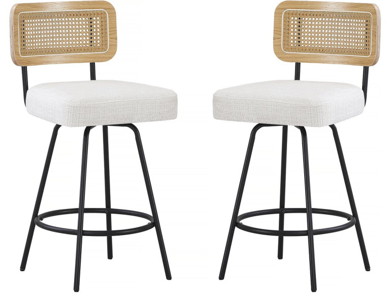 Lot de 2 chaises hautes en tissu "Wilfried" - 51 x 44 x 95 cm - Beige