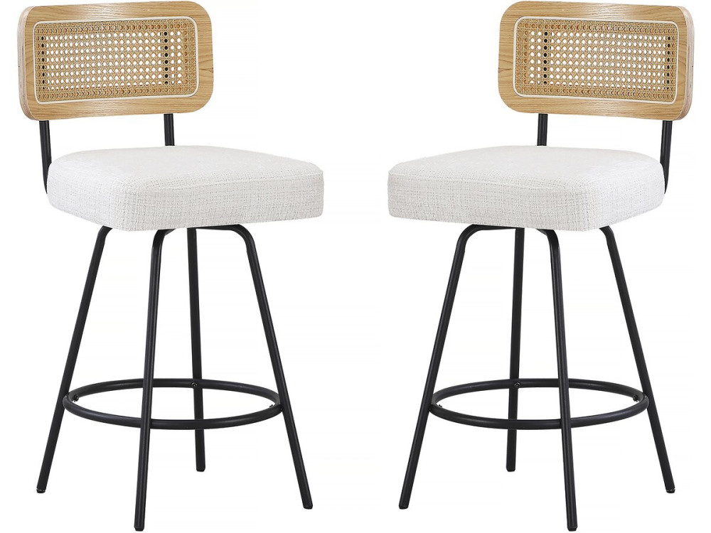 Lot de 2 chaises hautes en tissu "Wilfried" - 51 x 44 x 95 cm - Beige