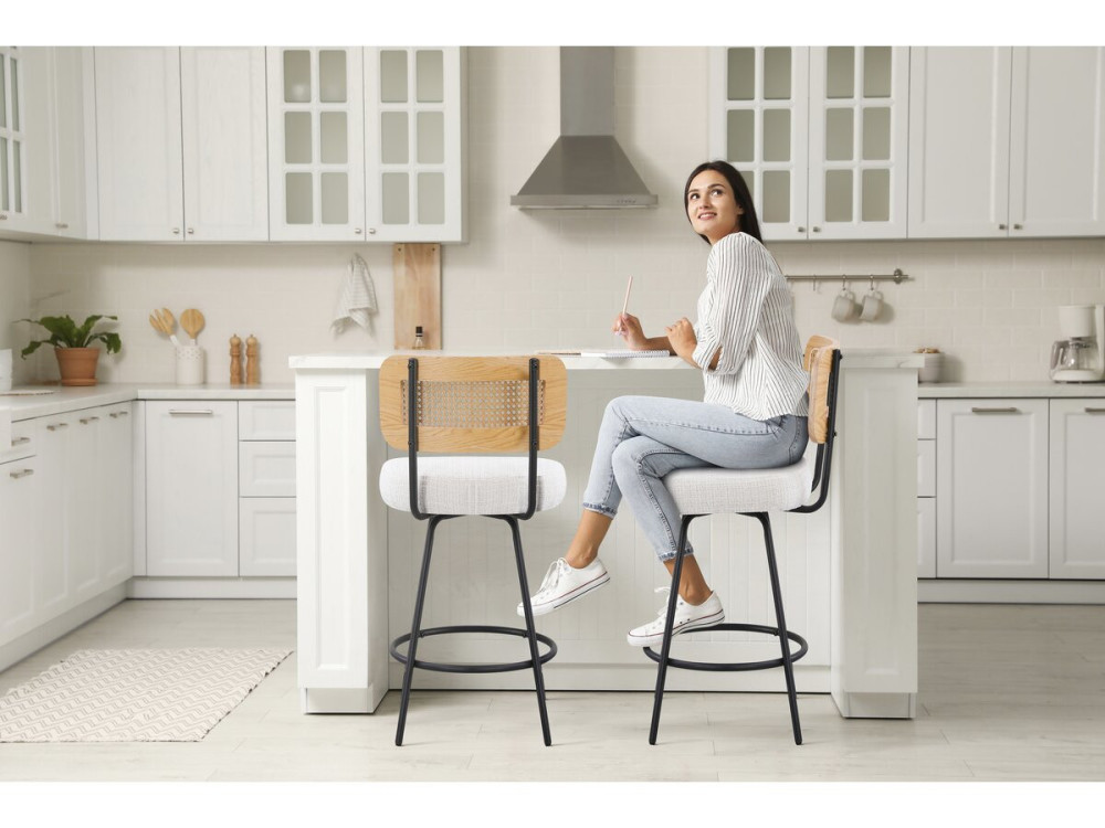 Lot de 2 chaises hautes en tissu "Wilfried" - 51 x 44 x 95 cm - Beige