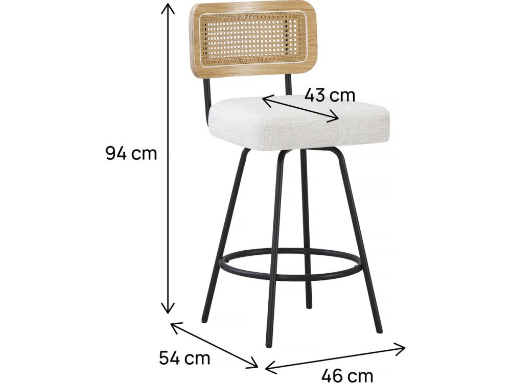 Lot de 2 chaises hautes en tissu "Wilfried" - 51 x 44 x 95 cm - Beige