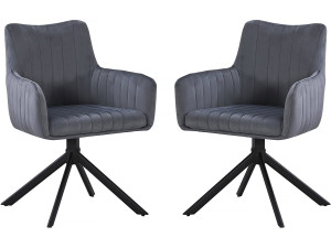 Lot de 2 chaises en tissu "Pharell" - 60 x 61 x 91 cm - Gris