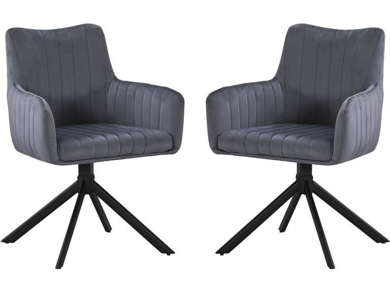 Lot de 2 chaises en tissu "Pharell" - 60 x 61 x 91 cm - Gris