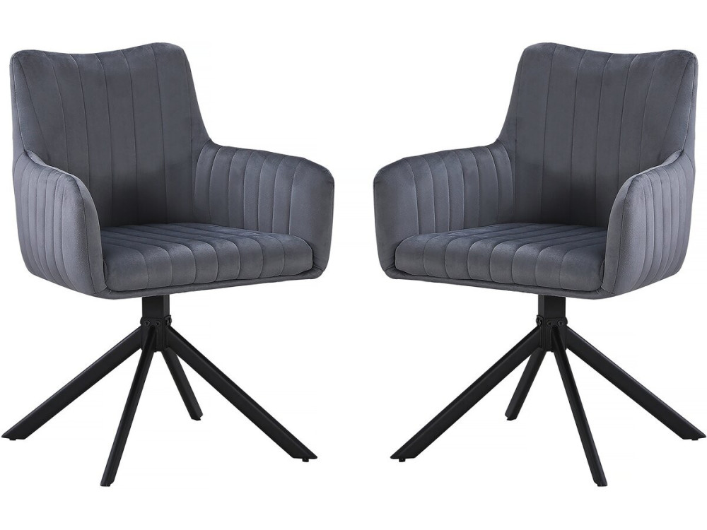 Lot de 2 chaises en tissu "Pharell" - 60 x 61 x 91 cm - Gris