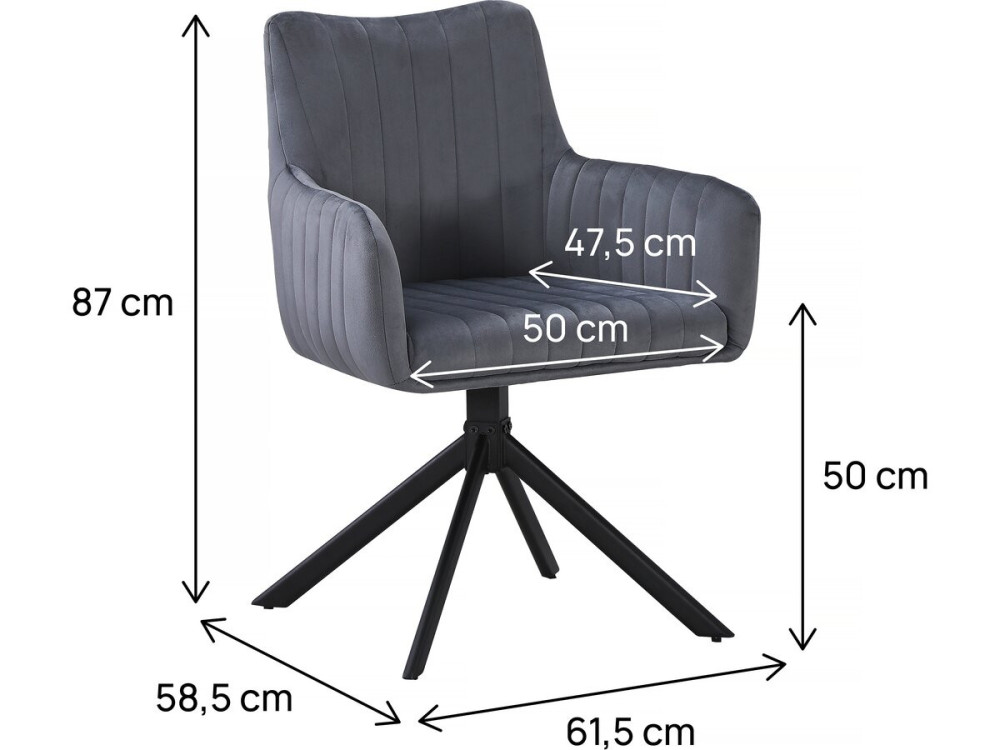 Lot de 2 chaises en tissu "Pharell" - 60 x 61 x 91 cm - Gris