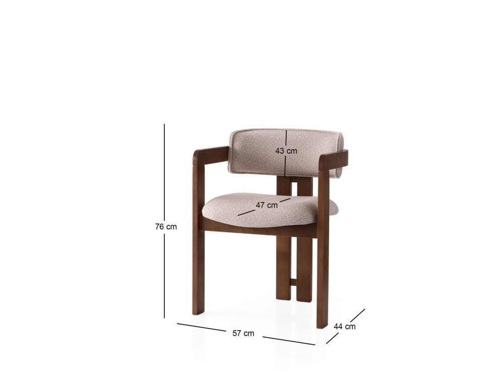 Chaise en bois "Cozy" - 44 x 57 x 76 cm - Crème de noix