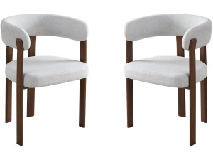 Lot de 2 chaises de salle à manger avec accoudoirs "Opale" - Gris clair