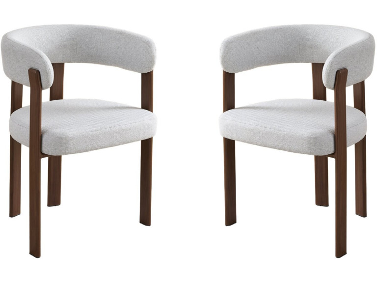 Lot de 2 chaises de salle à manger avec accoudoirs "Opale" - Gris clair