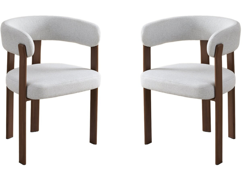 Lot de 2 chaises de salle à manger avec accoudoirs "Opale" - Gris clair