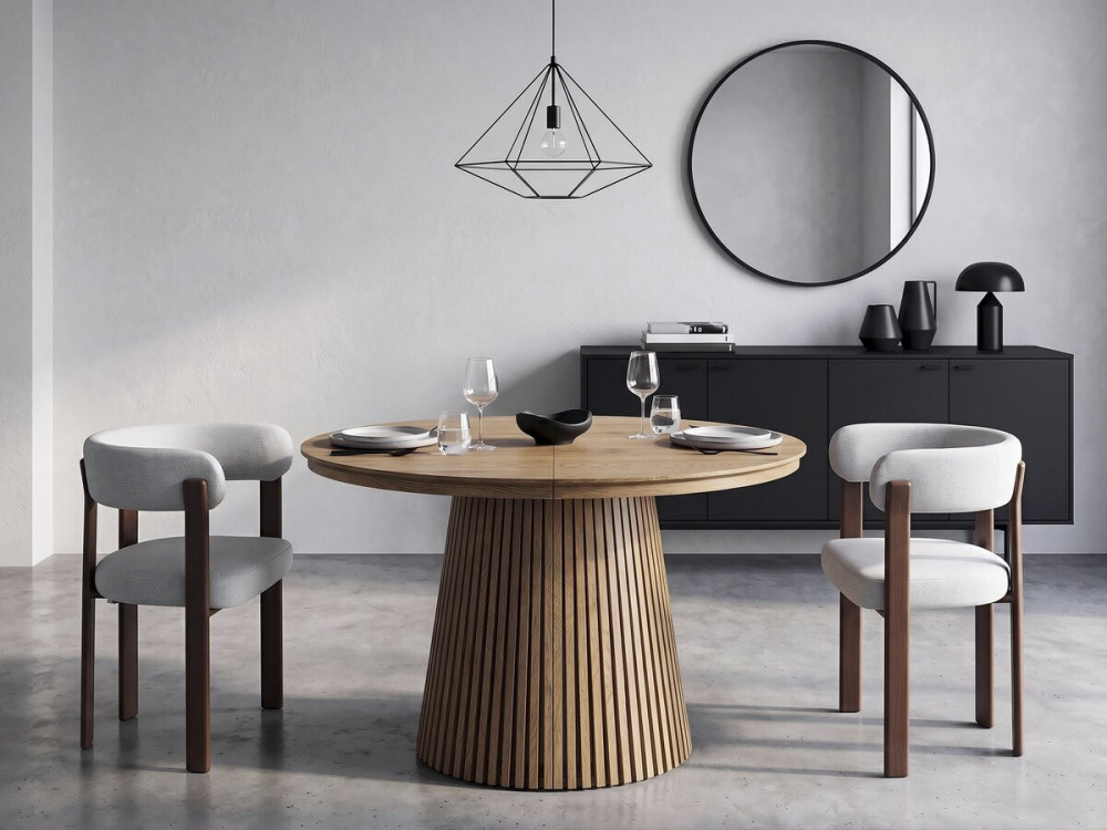 Lot de 2 chaises de salle à manger avec accoudoirs "Opale" - Gris clair