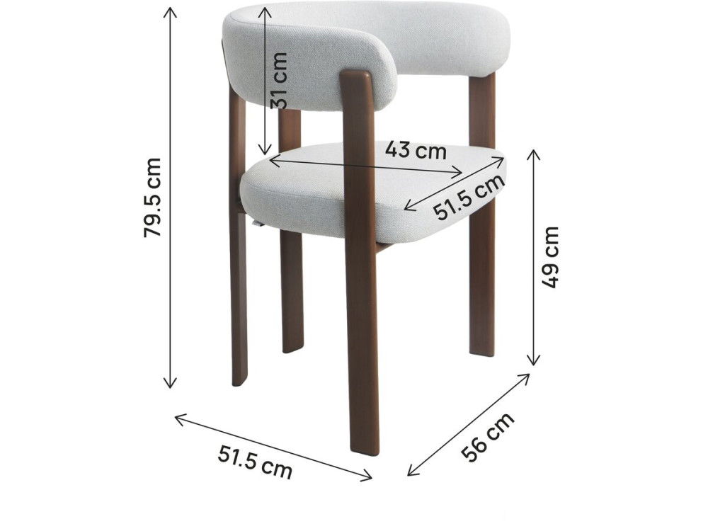 Lot de 2 chaises de salle à manger avec accoudoirs "Opale" - Gris clair