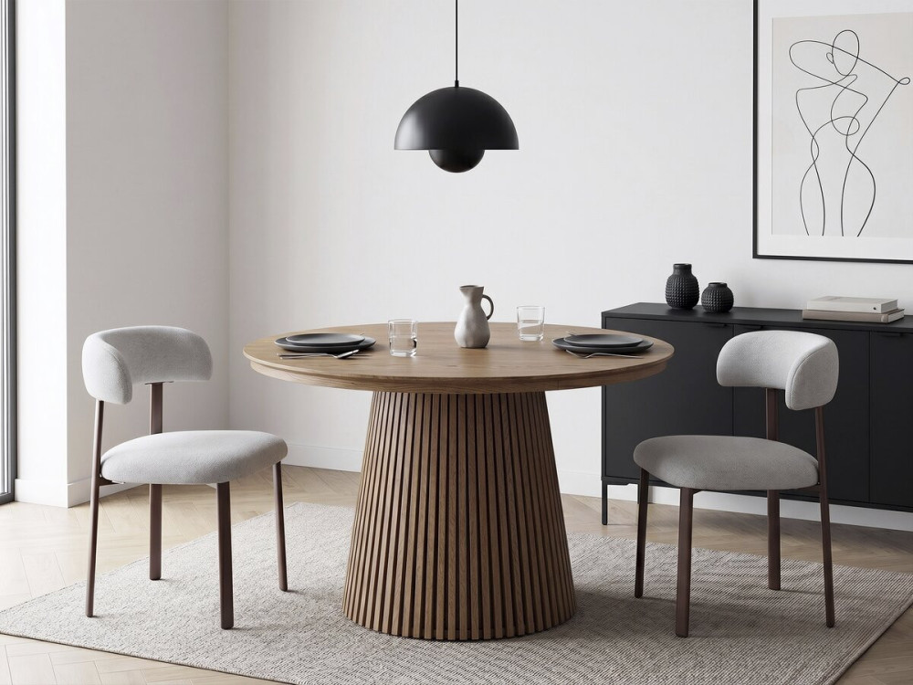 Lot de 2 chaises de salle à manger imitation bois "Aurea" - Gris clair