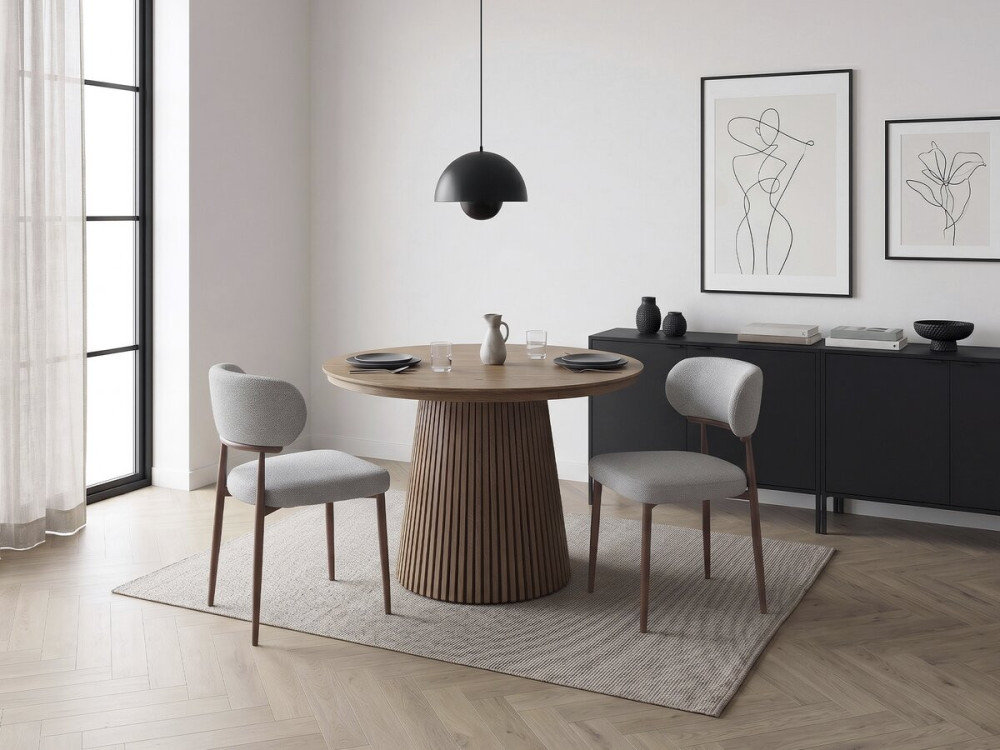 Lot de 2 chaises de salle à manger imitation bois "Elora" - Gris clair