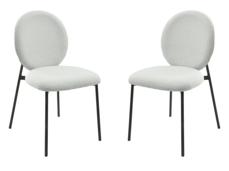 Lot de 2 chaises de salle à manger en métal "Perla" - Gris clair