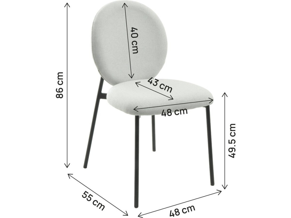 Lot de 2 chaises de salle à manger en métal "Perla" - Gris clair