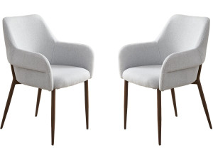 Lot de 2 chaises de salle à manger avec accoudoirs "Jade" - Gris clair